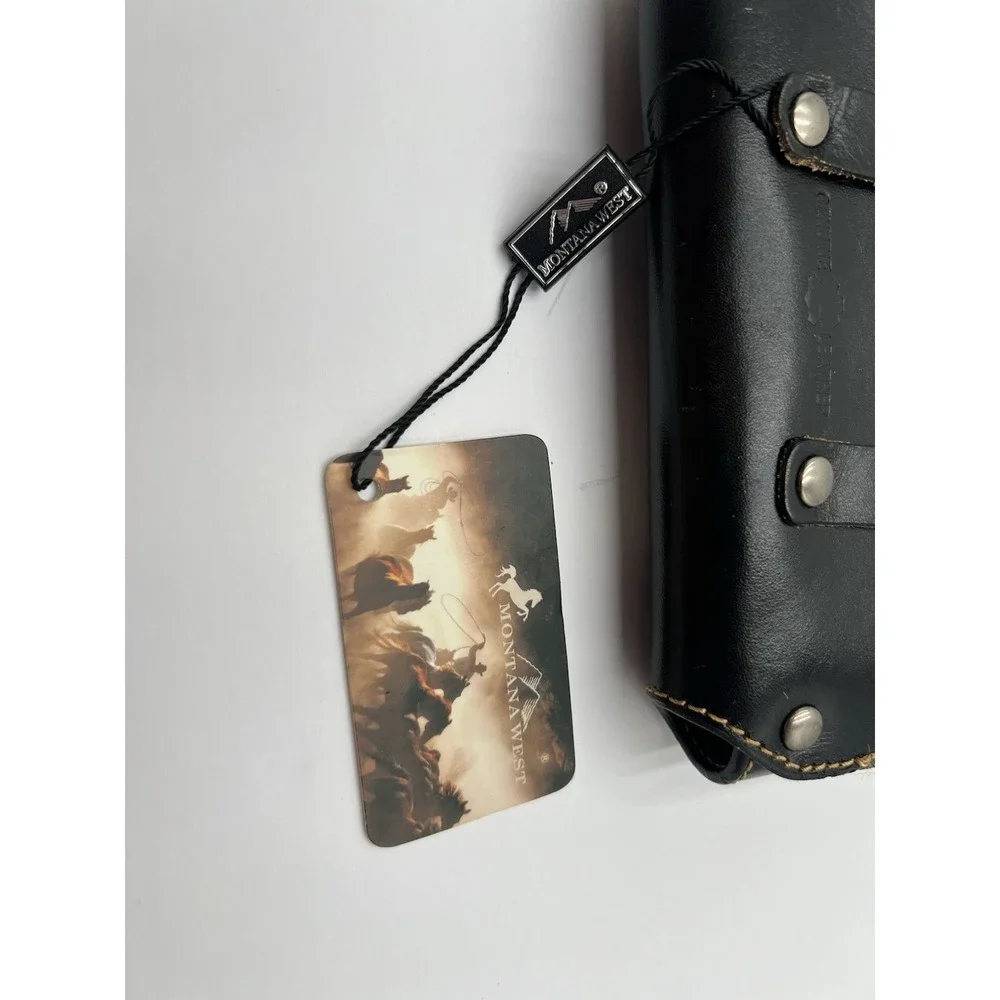 Montana West Black American Flag Leather Belt Loop Holster Cell Phone Case